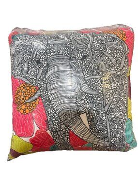 Deny Designs Valentina Boho Square Elephant 15” X 15” Multicolor Pillow